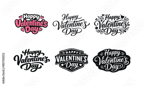 Valentine's Day Lettering. Valentine?s day social media titles. Set lettering. harmonious lettering variations of the same emblematic concept, each with