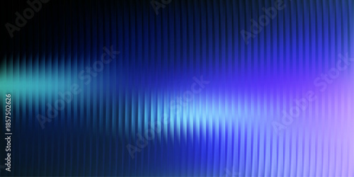 Blue aura glass background, vertical reeded gradient with luminous wave refraction. Futuristic abstract texture surface, vector illustration