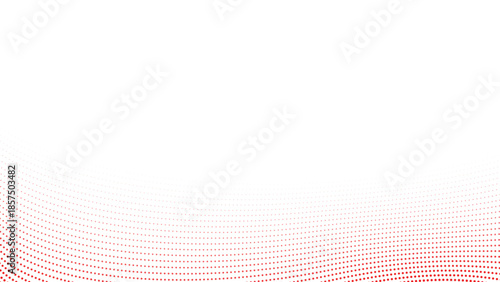 Minimalist red dot pattern forms a soft upward curve against a pristine white backdrop