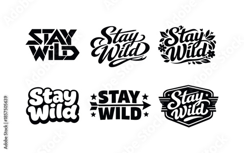 Stylized Lettering Grid. Stylized Text Ornaments. Set lettering. harmonious lettering variations of the same emblematic concept, each with different artistic