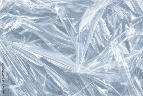 Crumpled Clear Plastic Sheet with Cool Blue Tint