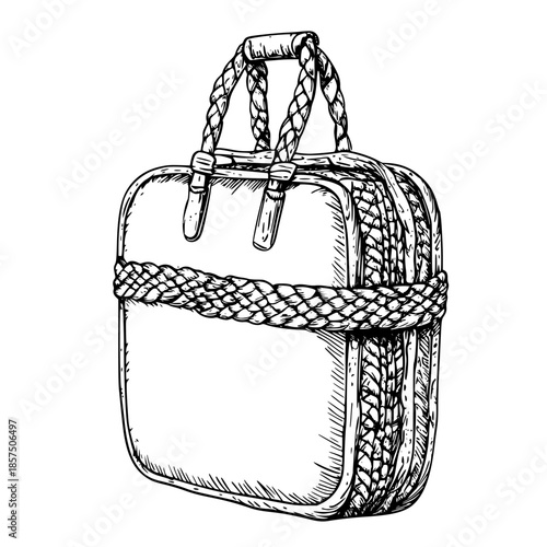 Vintage Travels: Handcrafted Suitcase Adventure | Clean, isolated vector art for creative projects.