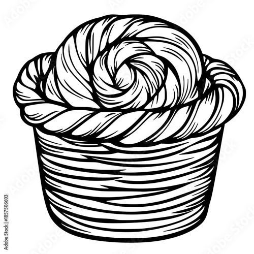 Swirled Crochet Basket Soft Yarn | Clean, isolated vector art for creative projects.
