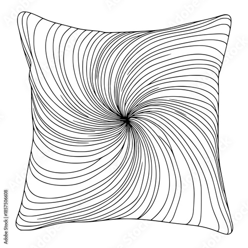 Whimsical Abstract Pillow Design: Line Art Swirl | Clean, isolated vector art for creative projects.