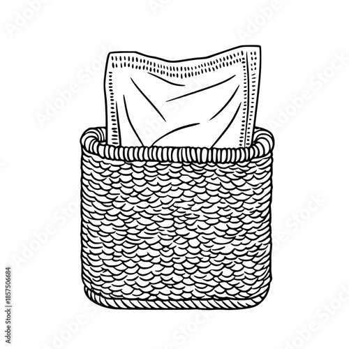 Hand-stitched tissue box art, crafty crochet item | Clean, isolated vector art for creative projects.