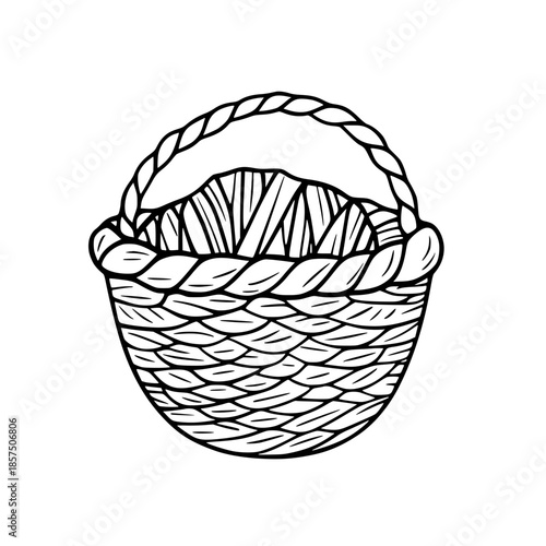 Handcrafted Rustic Yarn Basket | Clean, isolated vector art for creative projects.