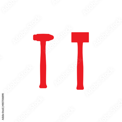 Set of two hammer silhouette icons for construction and repair