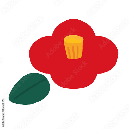 かわいい手描きの椿のイラスト