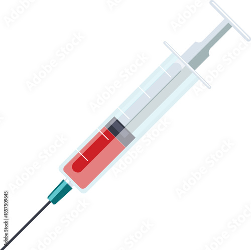 medical injection syringe with liquid fluid