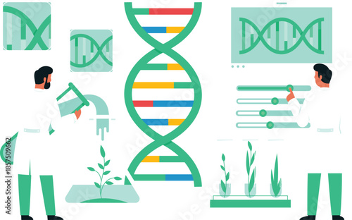 Scientists analyzing dna for genetic research