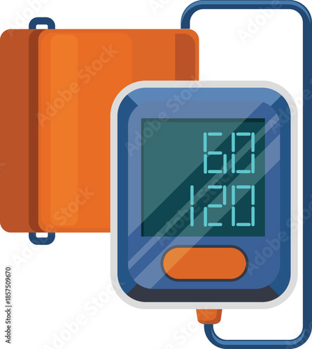 Digital blood pressure monitor displaying 120/60