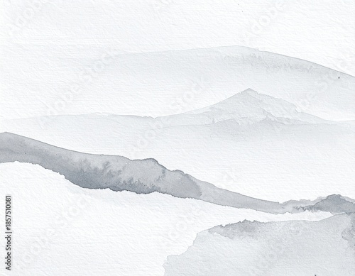 Faded mountains in soft gray watercolor strokes