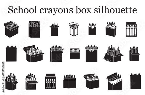 School crayons box silhouette