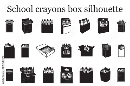 School crayons box silhouette