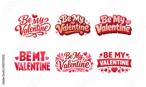 Valentine Lettering Variations. Valentine season feel. Set lettering. harmonious lettering variations of the same emblematic concept, each with different
