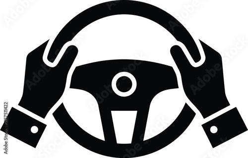 Print Hands on Steering Wheel - Safe Driving Icon