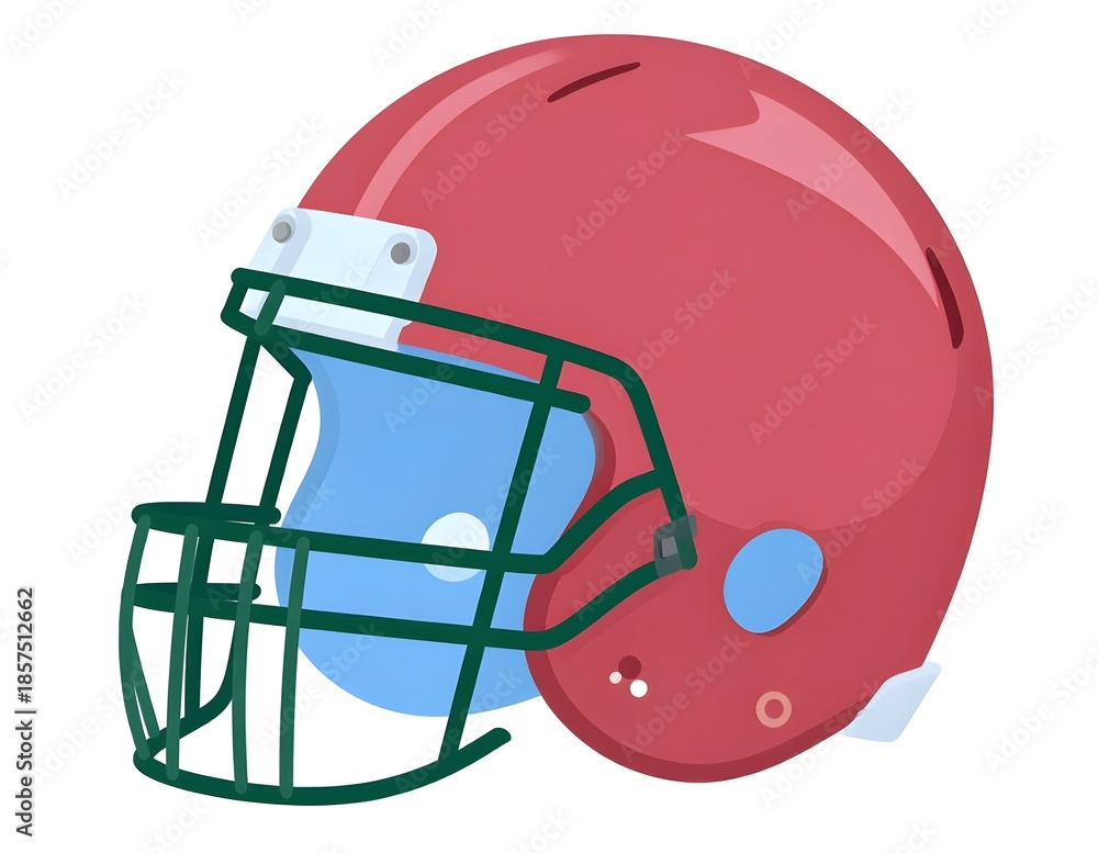 Fototapeta premium Red American Football Helmet Vector Illustration Side View Isolated on White Background