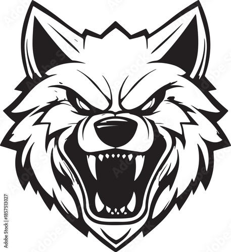 Minimal Wolf Icon in Black and White, Isolated Design