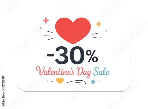 Valentine's Discount Card. Valentine?s Day discount card. Minimal gift card layout with heart icon, discount tag (e.g. ?-%?), and elegant rounded corners.