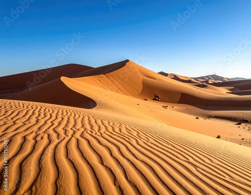 Rolling dunes under clear blue sky