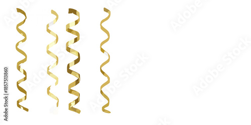 Golden ribbons cascading down against a stark black background creating contrast