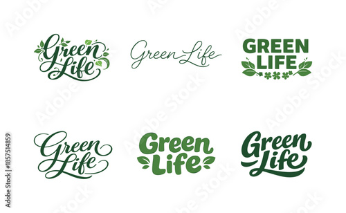 Botanical Lettering Variations. Botanical lettering design. Set lettering. harmonious lettering variations of the same emblematic concept, each with different