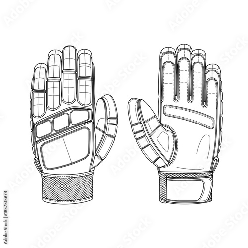Cricket Batting Gloves Flat Vector Design Mockup
