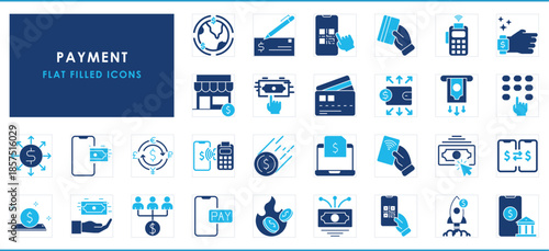 A set of flat icons related to Payment.