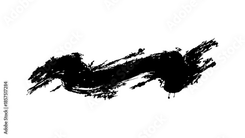 black paint brush stroke on white background
