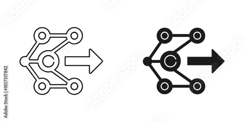 Black and white node network transformation with arrows