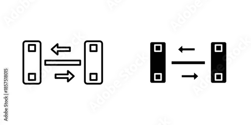 Two Black and White Rectangular Shapes with Arrows Between Them