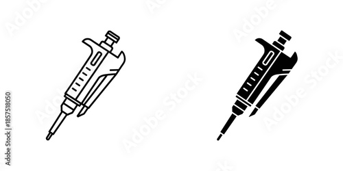 Two black and white syringe medical injection needles