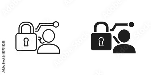 Unlocked and Locked Human Silhouettes in Black and White