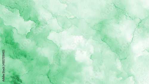 green watercolor texture with white clouds and soft green hues