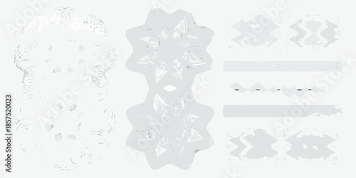 Abstract grey shapes and patterns resembling a stylized floral arrangement