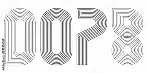 Abstract linear design featuring the numbers zero seven and eight