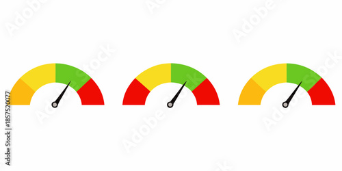 Colorful gauge indicators showing performance levels with red yellow and green