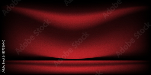 Red studio background. Abstract limbo podium studio room. Dark red gradient wall floor and spotlight scene. Showcase, promotion display. Vector stage mockup illustration