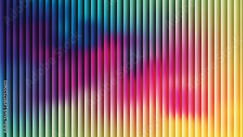 Glass ripple texture with dark gradient background and lilac light streaks. Futuristic distortion, moody abstract glow, reeded vertical blur. Vector illustration