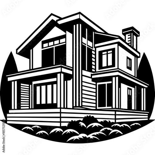 Modern house with large windows