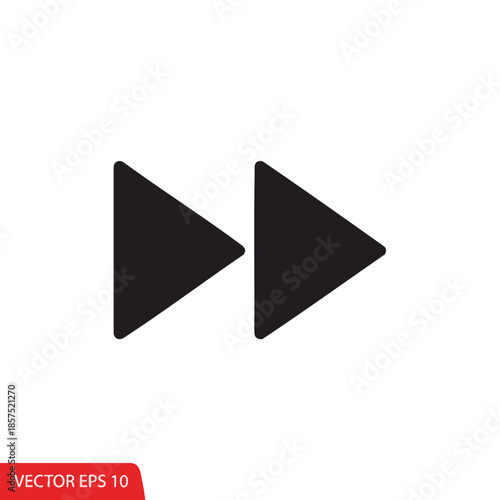 Black icon featuring two forward-pointing triangles on a white background
