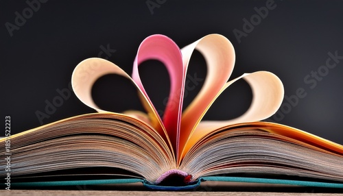 open book with stylized pages forming a flower shape