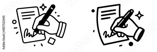 Hand signing document vector illustration for legal purposes