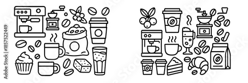 Coffee and pastry vector art with drinks and treats