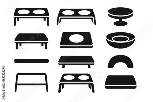 Rounded icon stand structural arc pet ridge feeder support bowl vector plate