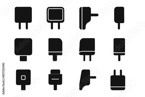 Prong connector arc rounded usb edge vector compact icon charger base fast