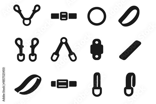 Frame contour icon arc double dog rounded twin leash clip vector strip