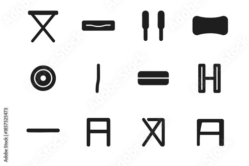 Vector joint pads seat contour strip slab panel folding icon band icons