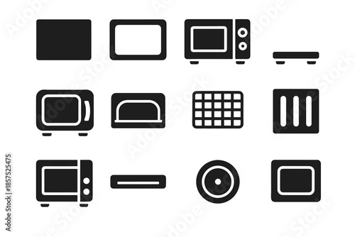 Inner ridge arc line vector tile icons microwave plate frame compact smooth