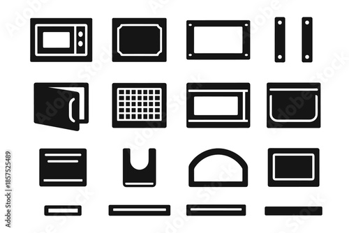 Icon microwave rounded vector slot ridge contour slab set bar band strip